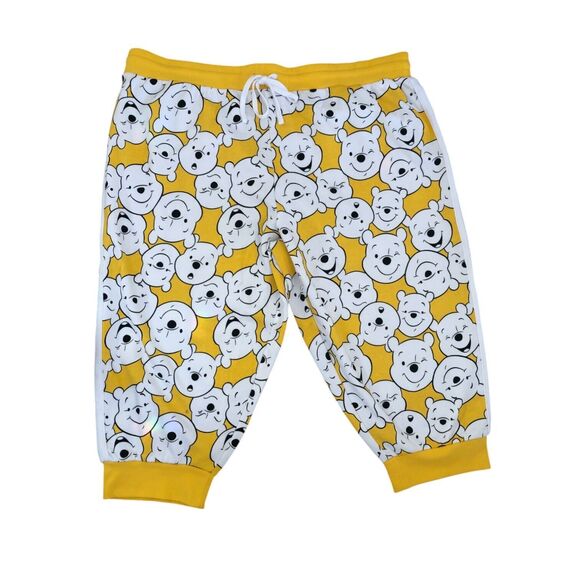 Disney Yellow Winnie the Pooh Cropped Cotton Loungewear Sweatpants 2X - Picture 1 of 14